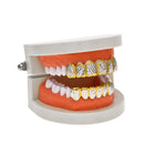 Luxury 18k Gold Plated Silver Oblique Texture Hip Hop Rock Teeth Top Bottom Set Halloween Party Costume