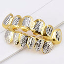 Luxury 18k Gold Plated Silver Oblique Texture Hip Hop Rock Teeth Top Bottom Set Halloween Party Costume