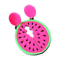 1 Pair Fashion Women Lady Girl Cartoon Fruit Acrylic Hip Hop Watermelon Stud Earrings 70 x 22mm