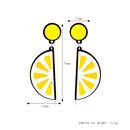Semi-round Slice Lemon Earrings On Chain, in Yellow with Silver Tone Finish