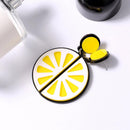 Semi-round Slice Lemon Earrings On Chain, in Yellow with Silver Tone Finish