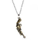 Retro Gun Pendant Charm Bronze Necklace Chain Steampunk Punk Jewelry