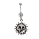 304 Stainless Steel Wiccan Pagan Belly Bar Navel Ring Piercing Sunflower Dangle Body Jewelry