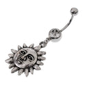 304 Stainless Steel Wiccan Pagan Belly Bar Navel Ring Piercing Sunflower Dangle Body Jewelry