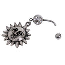 304 Stainless Steel Wiccan Pagan Belly Bar Navel Ring Piercing Sunflower Dangle Body Jewelry