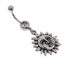 304 Stainless Steel Wiccan Pagan Belly Bar Navel Ring Piercing Sunflower Dangle Body Jewelry