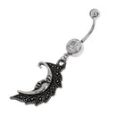304 Stainless Steel Wiccan Pagan Crescent Moon Dangle Belly Bar Navel Ring Piercing Jewelry