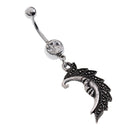 304 Stainless Steel Wiccan Pagan Crescent Moon Dangle Belly Bar Navel Ring Piercing Jewelry