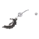 304 Stainless Steel Wiccan Pagan Crescent Moon Dangle Belly Bar Navel Ring Piercing Jewelry