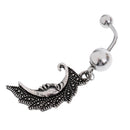 304 Stainless Steel Wiccan Pagan Crescent Moon Dangle Belly Bar Navel Ring Piercing Jewelry