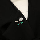 Vintage Silver&Enameled Dark Green Leaf Brooch Kirstie Daisy Pin Brooch