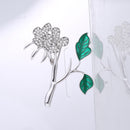 Vintage Silver&Enameled Dark Green Leaf Brooch Kirstie Daisy Pin Brooch