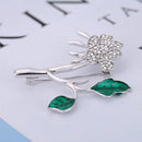 Vintage Silver&Enameled Dark Green Leaf Brooch Kirstie Daisy Pin Brooch