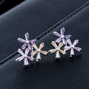 Elegant 925 Sterling Silver Women Ear Stud Crystal Zircon Hook Earrings