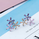 Elegant 925 Sterling Silver Women Ear Stud Crystal Zircon Hook Earrings