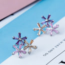 Elegant 925 Sterling Silver Women Ear Stud Crystal Zircon Hook Earrings