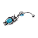 304 Stainless Steel Cute Owl Belly Bar Navel Ring Boho Turquoise Dangle Piercing Jewelry