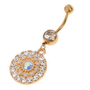 304 Stainless Steel Round Crystal Zircon Navel Belly Button Ring Body Piercing