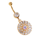 304 Stainless Steel Round Crystal Zircon Navel Belly Button Ring Body Piercing