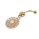 304 Stainless Steel Round Crystal Zircon Navel Belly Button Ring Body Piercing