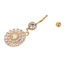 304 Stainless Steel Round Crystal Zircon Navel Belly Button Ring Body Piercing