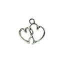 50 Pieces Antique Silver Valentine's Day Heart Charms Pendants DIY Making