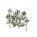 20 Pieces Antique Silver Heart Key 10 Blank Rhinestone Bases Charm Pendant