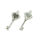 20 Pieces Antique Silver Heart Key 10 Blank Rhinestone Bases Charm Pendant