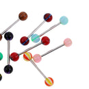 Lots of 20pcs Multicolor Stainless Steel Tongue Rings Barbells Acrylic Ball Screw Piercing