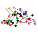 Lots of 20pcs Multicolor Stainless Steel Tongue Rings Barbells Acrylic Ball Screw Piercing
