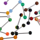 Lots of 20pcs Multicolor Stainless Steel Tongue Rings Barbells Acrylic Ball Screw Piercing