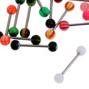 Lots of 20pcs Multicolor Stainless Steel Tongue Rings Barbells Acrylic Ball Screw Piercing