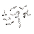 10Pcs Glue In End Caps for 6mm Leather Cords With Lobster Clasp Silver Tone