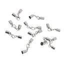 10Pcs Glue In End Caps for 6mm Leather Cords With Lobster Clasp Silver Tone