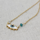Ethnic Vintage Greece Oval Eye Necklace 18k Gold Plated Chain stretch Clavicle chain 16Â”
