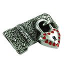 Vintage Classic Western Cowboy Cowgirl Leather Belt Buckle with 3D Heart Lock Fit 1.4" to 1.5" Belt