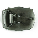 Classical Enbossed Golden Long Horn Bull Head Belt Buckle with Engraved Floral Pattern