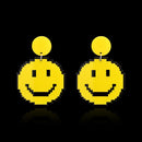 Acrylic Exaggerated Round Smile Face Dangle Earstuds Cute Jewelry Yellow