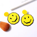 Acrylic Exaggerated Round Smile Face Dangle Earstuds Cute Jewelry Yellow