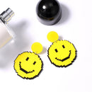 Acrylic Exaggerated Round Smile Face Dangle Earstuds Cute Jewelry Yellow