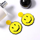 Acrylic Exaggerated Round Smile Face Dangle Earstuds Cute Jewelry Yellow