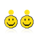Acrylic Exaggerated Round Smile Face Dangle Earstuds Cute Jewelry Yellow
