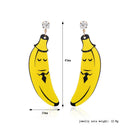 Pair of Mr. Banana Acrylic Earrings Yellow Funny Fruit Dangle Earrings