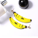 Pair of Mr. Banana Acrylic Earrings Yellow Funny Fruit Dangle Earrings