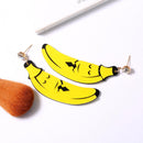Pair of Mr. Banana Acrylic Earrings Yellow Funny Fruit Dangle Earrings