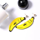 Pair of Mr. Banana Acrylic Earrings Yellow Funny Fruit Dangle Earrings