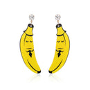 Pair of Mr. Banana Acrylic Earrings Yellow Funny Fruit Dangle Earrings