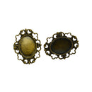 10 Piece Adjustable Brass Blank Oval Bezel Setting Tray Filigree Flower Ring
