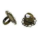 10 Piece Adjustable Brass Blank Oval Bezel Setting Tray Filigree Flower Ring