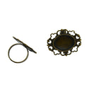 10 Piece Adjustable Brass Blank Oval Bezel Setting Tray Filigree Flower Ring